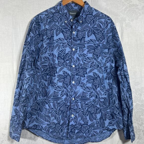 Bonobos Button Up XL Blue Tropical Palm Print Long Sleeve Standard Fit - Picture 1 of 12